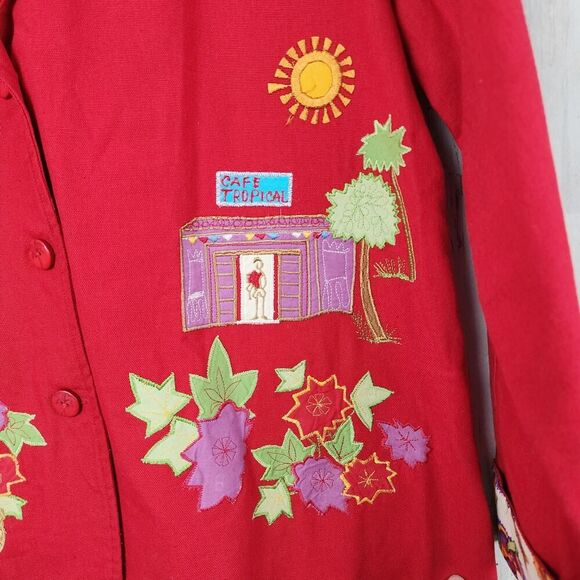 Hearts of Palm Embroidered Blazer Jacket Red Size 14 - Picture 7 of 9